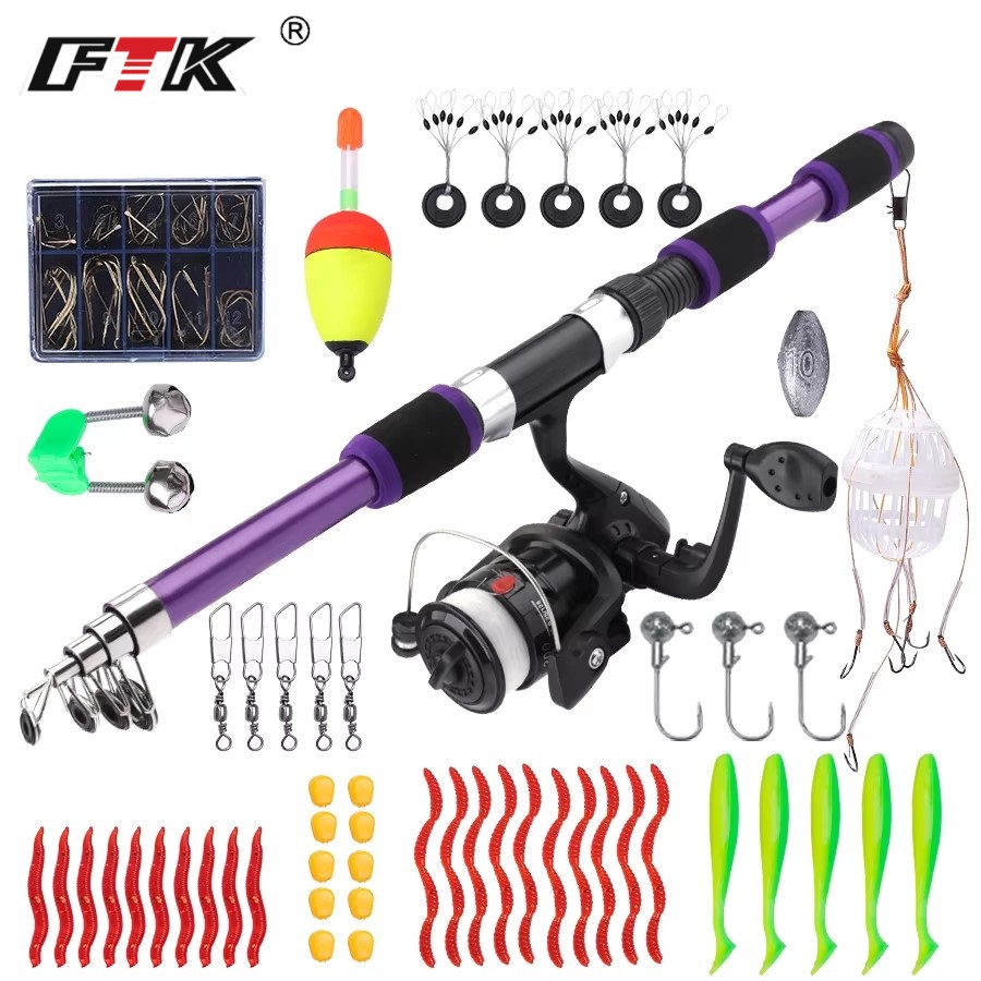 FTK 1.8M Portable Spinning Fis - Fishing Equipment Bundle ulasan dan harga